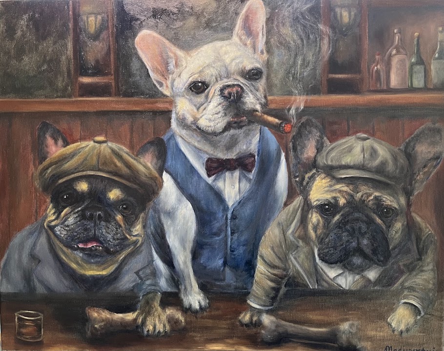 Custom painting of gangster dogs